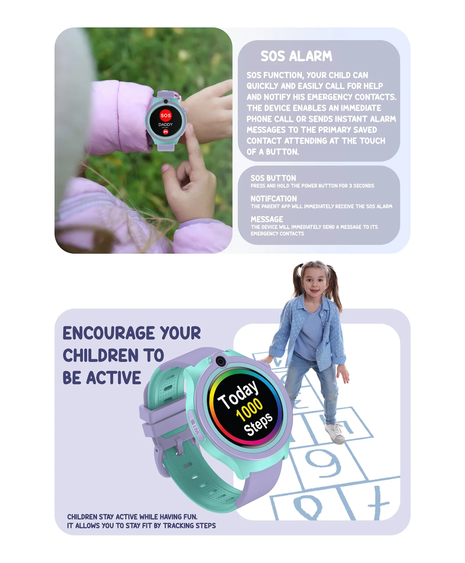 Spiky Cacus 4g Video & Voice Calling Smartwatch with GPS  - Purple
