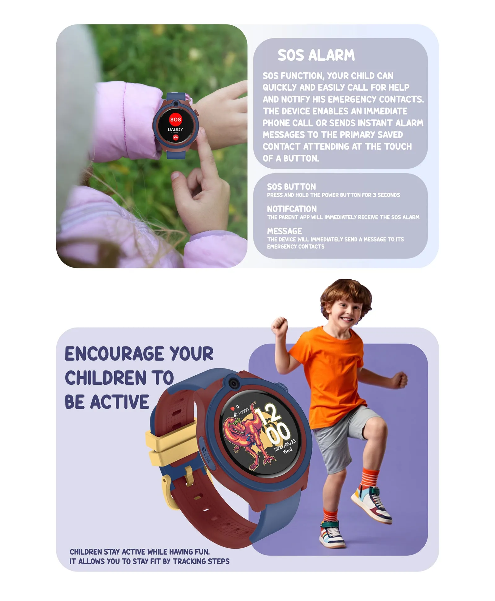 Spiky Cacus 4g Video & Voice Calling Smartwatch with GPS  - Purple