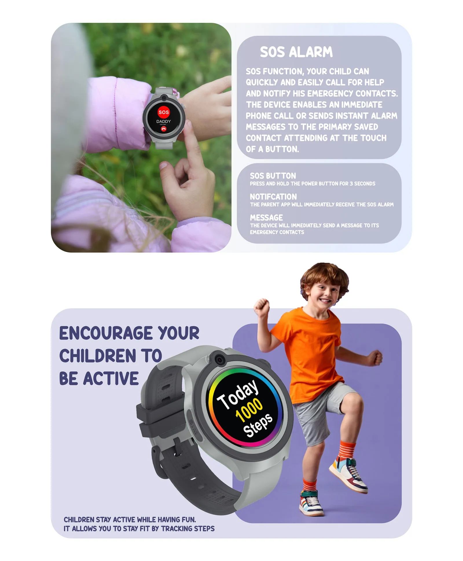 Spiky Cacus 4g Video & Voice Calling Smartwatch with GPS  - Purple