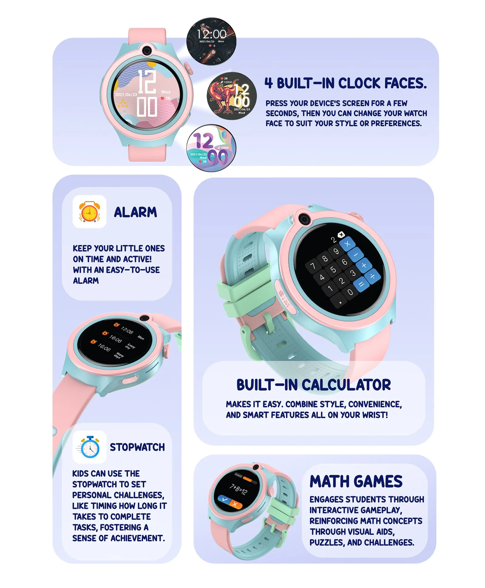 Spiky Cacus 4g Video & Voice Calling Smartwatch with GPS  - Purple