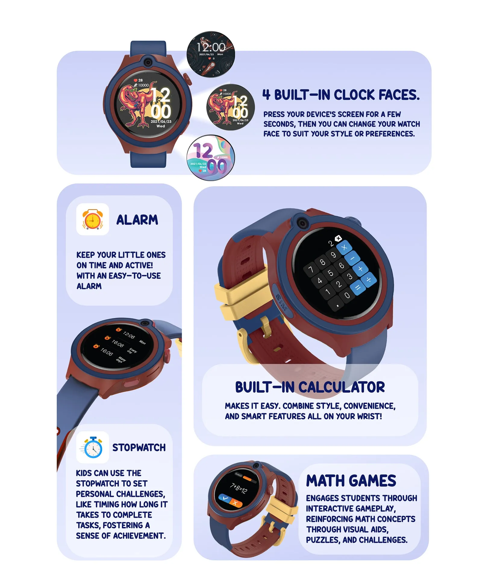 Spiky Cacus 4g Video & Voice Calling Smartwatch with GPS  - Purple