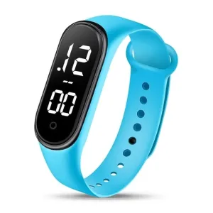 Sports watch - Led touch Display - Silicone Strap - Light Blue
