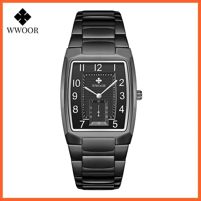Square Watch For Men | Luxury Business Stainless Steel Gold Quartz Wrist Watches