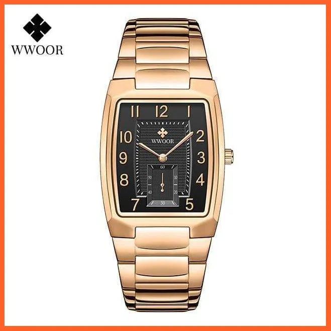 Square Watch For Men | Luxury Business Stainless Steel Gold Quartz Wrist Watches