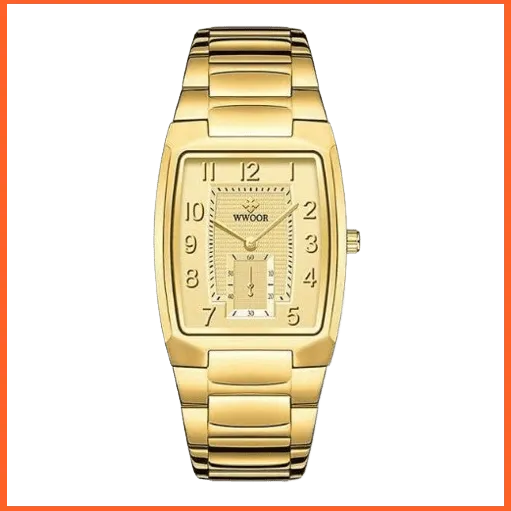 Square Watch For Men | Luxury Business Stainless Steel Gold Quartz Wrist Watches