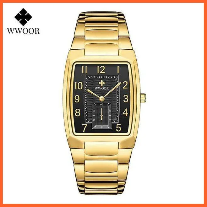 Square Watch For Men | Luxury Business Stainless Steel Gold Quartz Wrist Watches