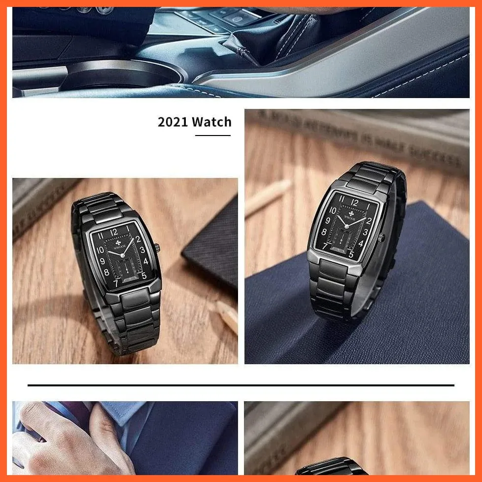 Square Watch For Men | Luxury Business Stainless Steel Gold Quartz Wrist Watches