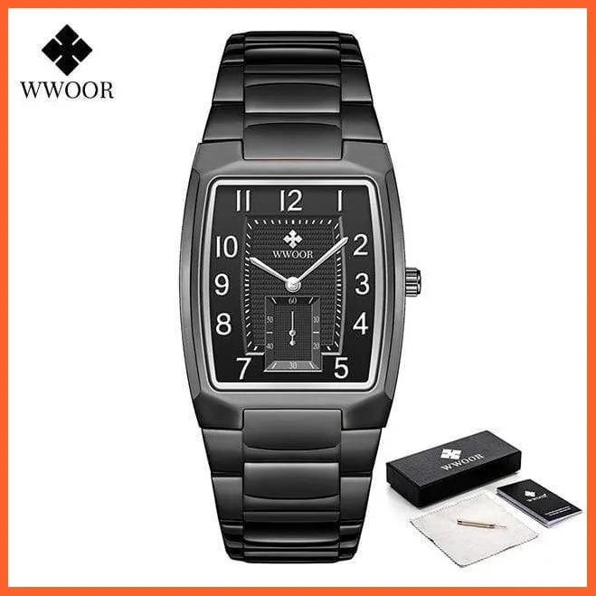 Square Watch For Men | Luxury Business Stainless Steel Gold Quartz Wrist Watches