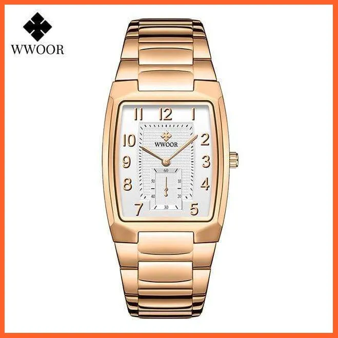Square Watch For Men | Luxury Business Stainless Steel Gold Quartz Wrist Watches