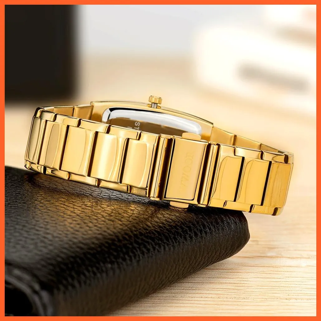 Square Watch For Men | Luxury Business Stainless Steel Gold Quartz Wrist Watches