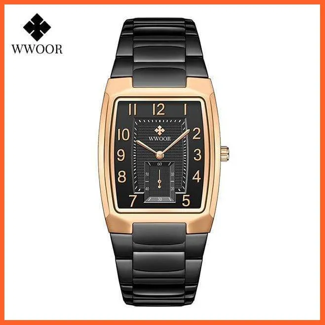 Square Watch For Men | Luxury Business Stainless Steel Gold Quartz Wrist Watches