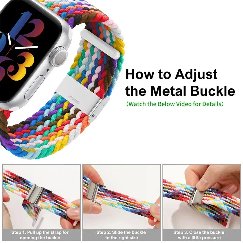 Strap For Apple Watch band 44mm 40mm 45/41mm 49mm 42/46mm 38 Elastic braided bracelet iwatch series 7 se 5 4 6 8 9 10 ultra 3 2