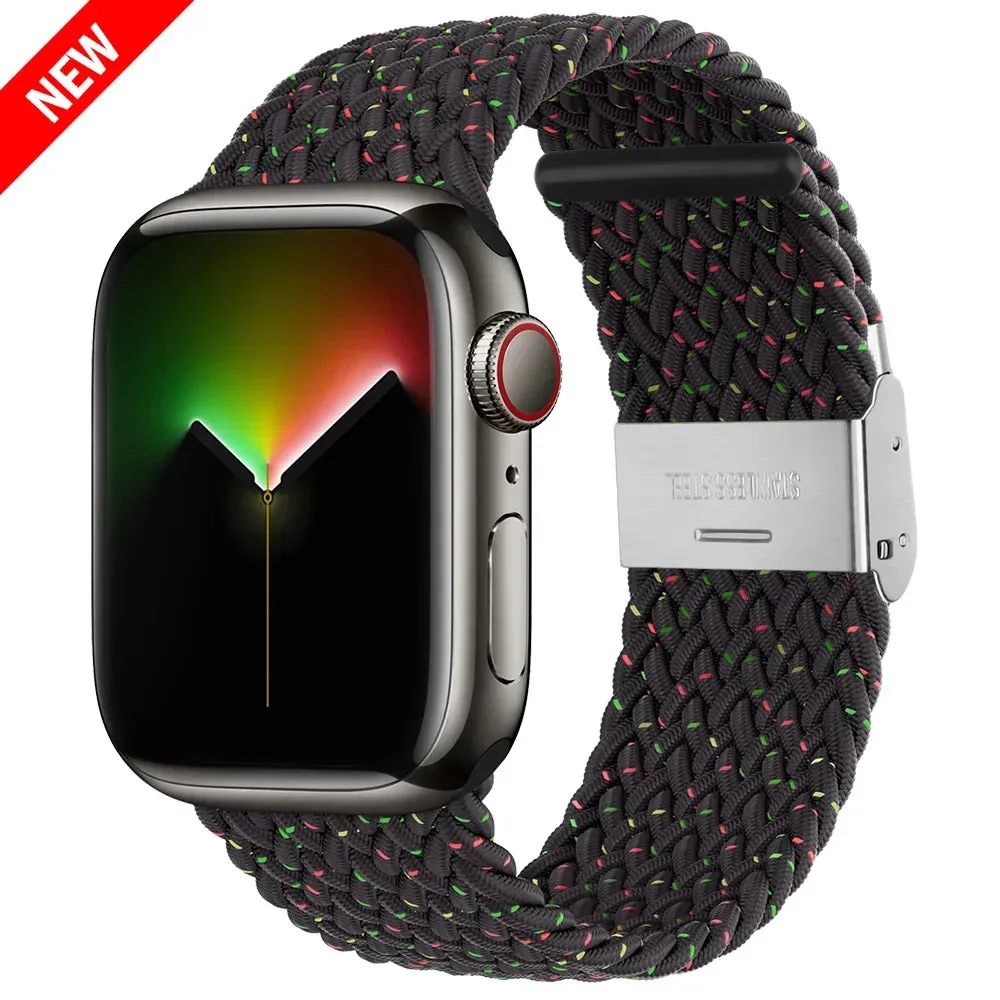 Strap For Apple Watch band 44mm 40mm 45/41mm 49mm 42/46mm 38 Elastic braided bracelet iwatch series 7 se 5 4 6 8 9 10 ultra 3 2