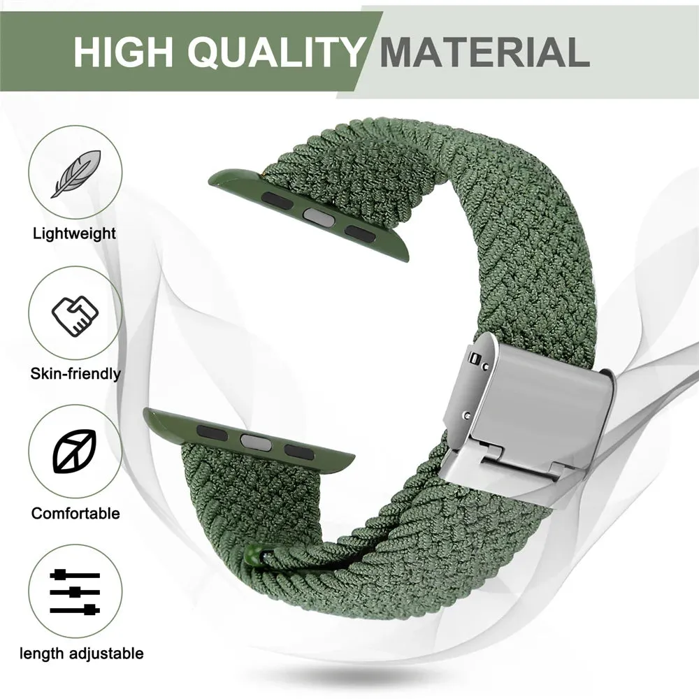 Strap For Apple Watch band 44mm 40mm 45/41mm 49mm 42/46mm 38 Elastic braided bracelet iwatch series 7 se 5 4 6 8 9 10 ultra 3 2
