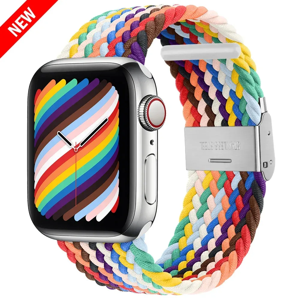 Strap For Apple Watch band 44mm 40mm 45/41mm 49mm 42/46mm 38 Elastic braided bracelet iwatch series 7 se 5 4 6 8 9 10 ultra 3 2