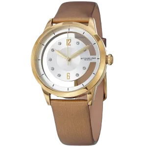 Stuhrling Original Women's 946L 03 Winchester Swarovski Crystal Accented 23k Gold Layered Watch with Champagne Leather Band