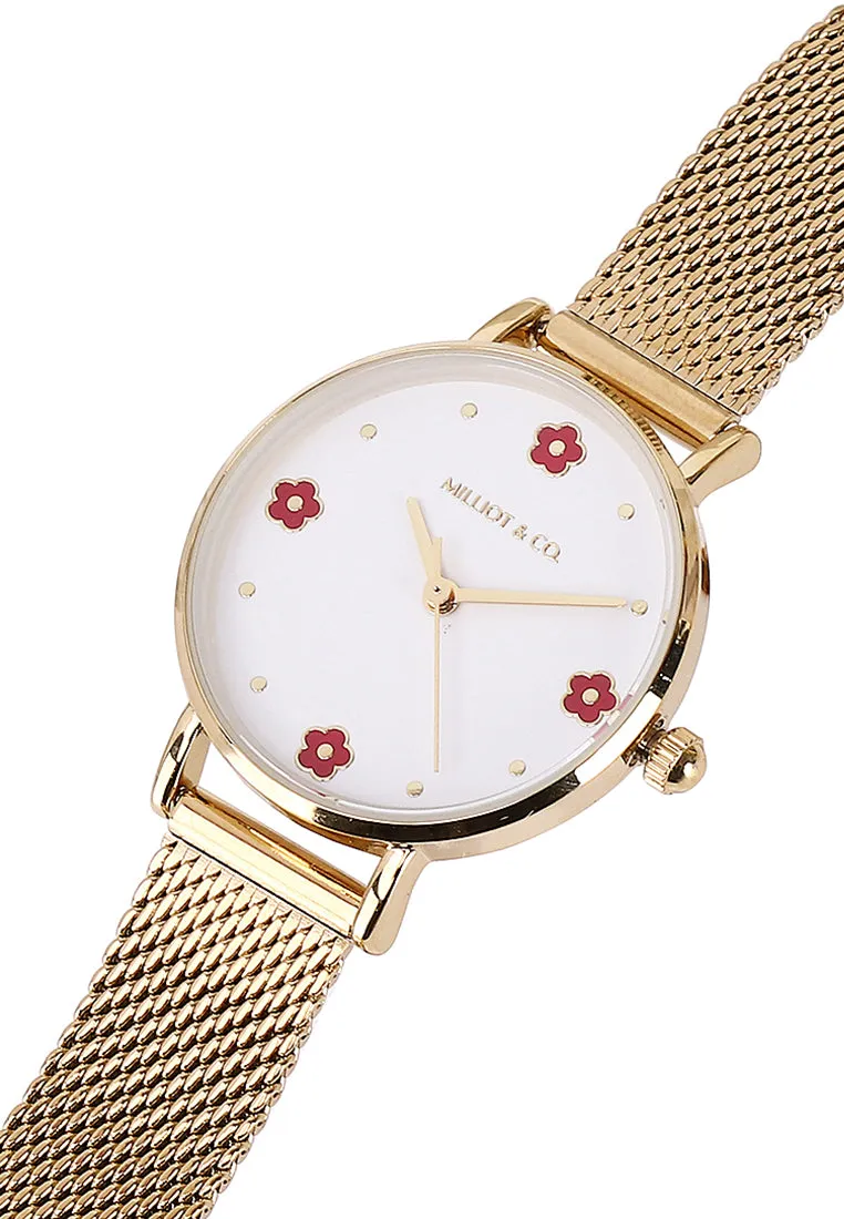 Susy Gold Mesh Watch with Bangle Set (Gold)