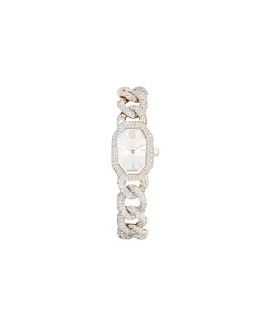 SWAROVSKI DEXTERA CHAIN WATCH, SWISS MADE, CRYSTAL BRACELET, WHITE, CHAMPAHNE GOLD-TONE FINISH