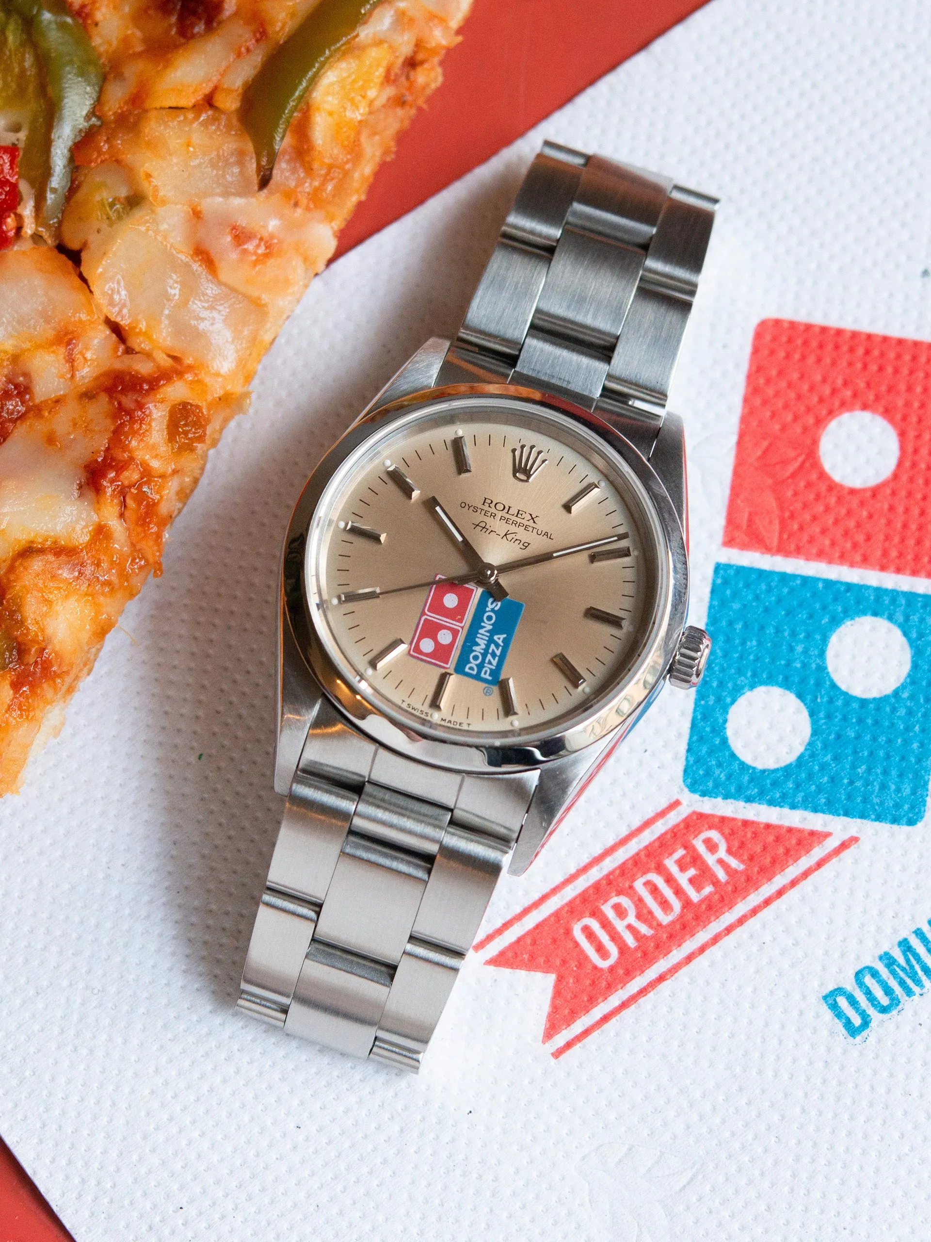 Tropical 1990 Rolex Air-King (Ref. 14000) "Domino's Pizza" W/ Box & Papers