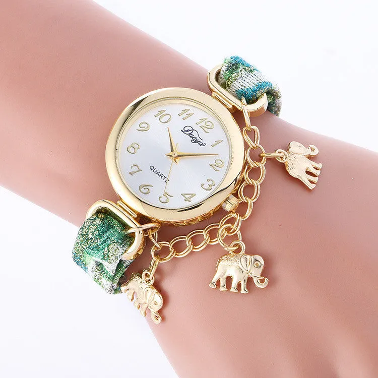 Unique Strap Elephant Pendant Watch