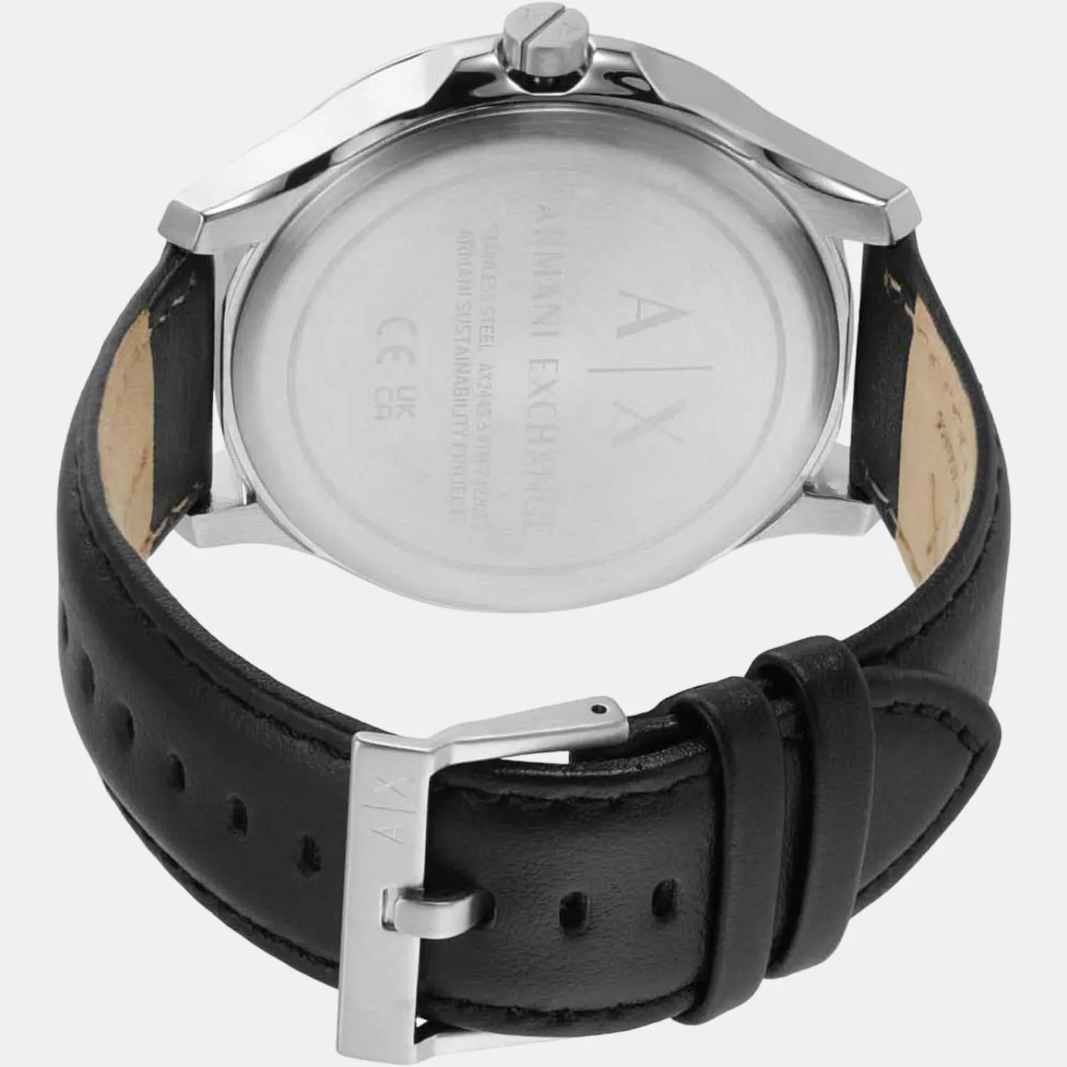 Unisex Grey Analog Leather Automatic Watch AX2445