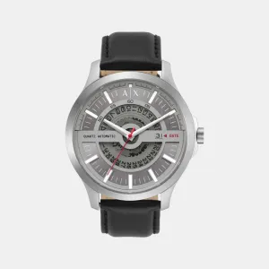 Unisex Grey Analog Leather Automatic Watch AX2445