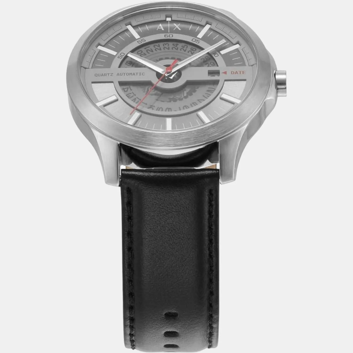 Unisex Grey Analog Leather Automatic Watch AX2445