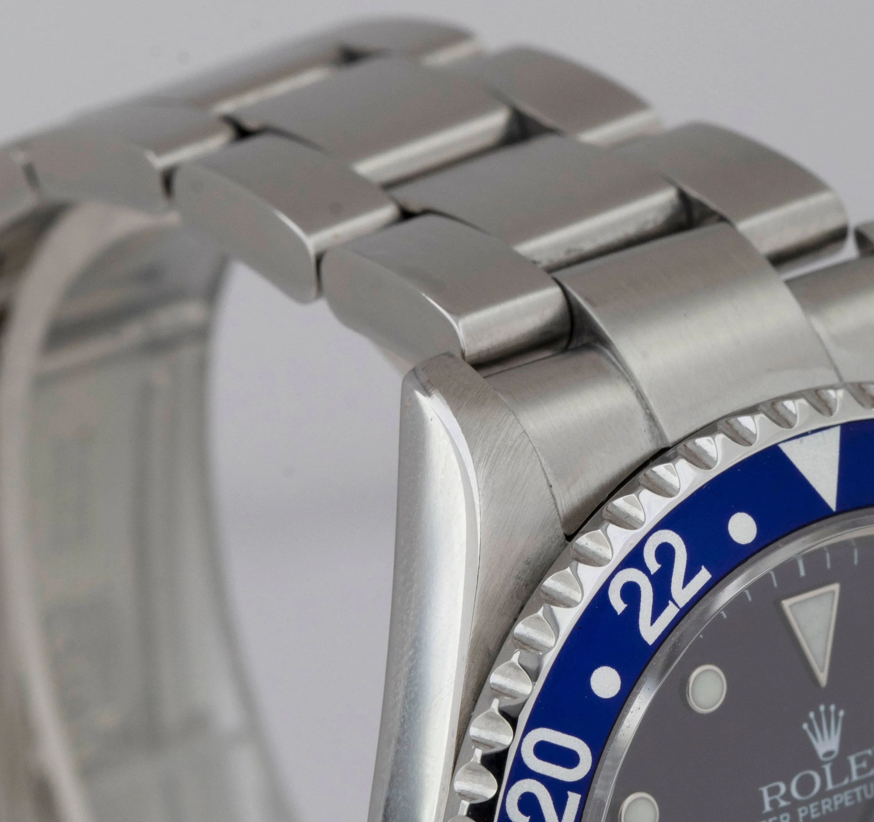 UNPOLISHED Rolex GMT-Master II PEPSI BLUE Red NO-HOLES Steel 40mm Watch 16710