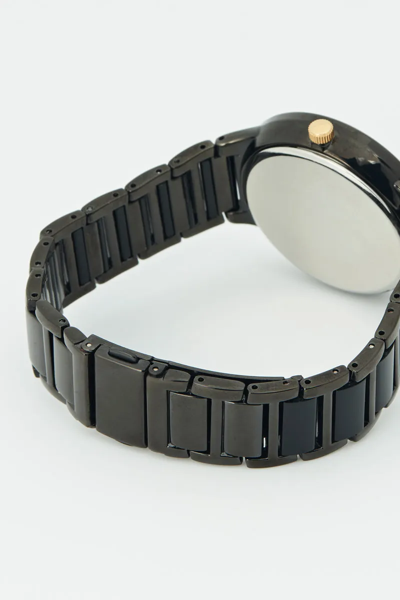 US POLO ASSN. MEN'S METAL BAND WITH BLACK PLATING & S.S. BUCKLE