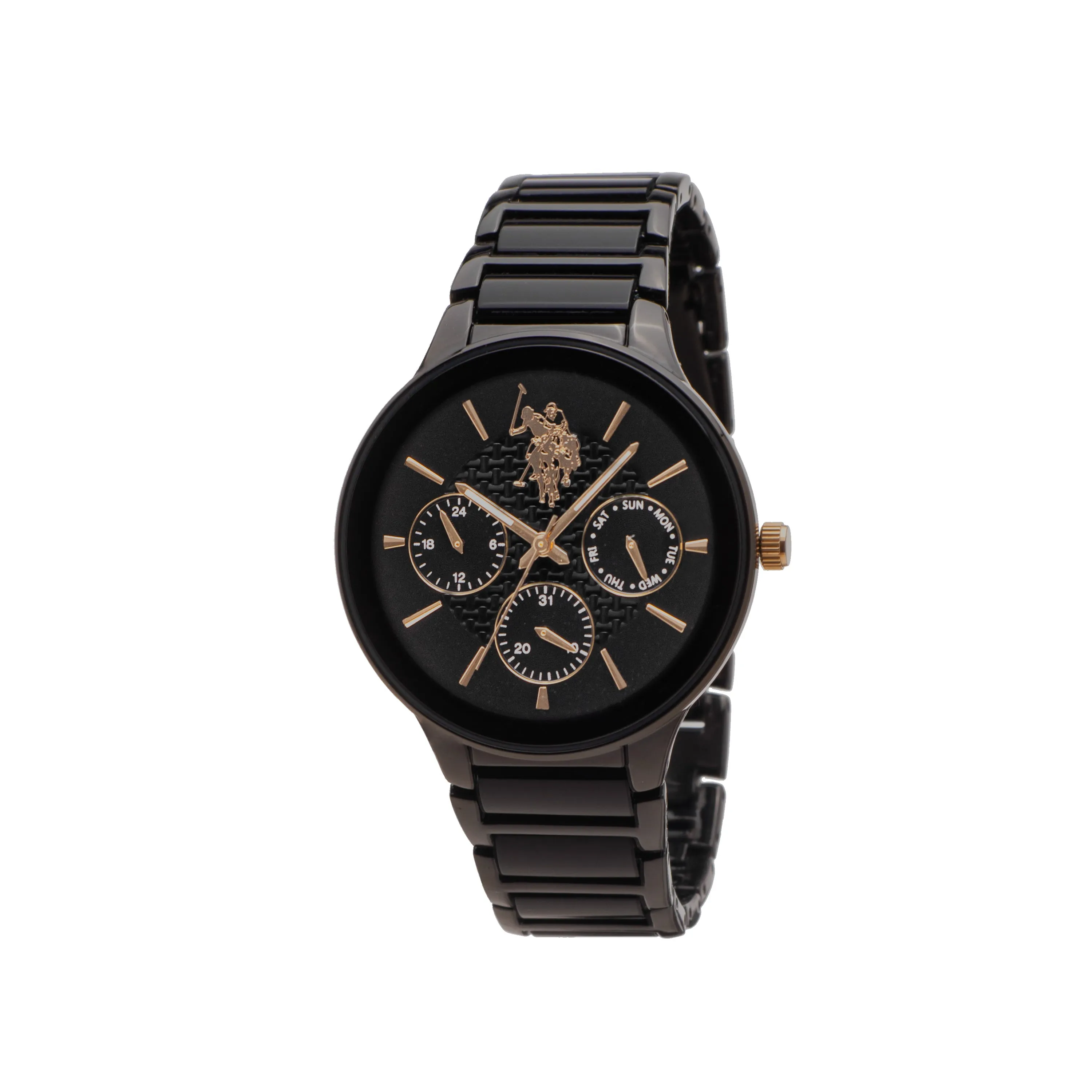 US POLO ASSN. MEN'S METAL BAND WITH BLACK PLATING & S.S. BUCKLE