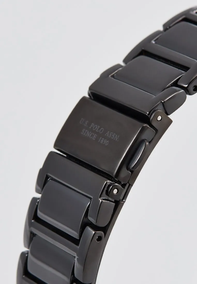 US POLO ASSN. MEN'S METAL BAND WITH BLACK PLATING & S.S. BUCKLE