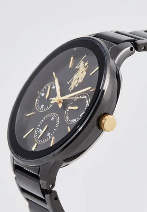 US POLO ASSN. MEN'S METAL BAND WITH BLACK PLATING & S.S. BUCKLE