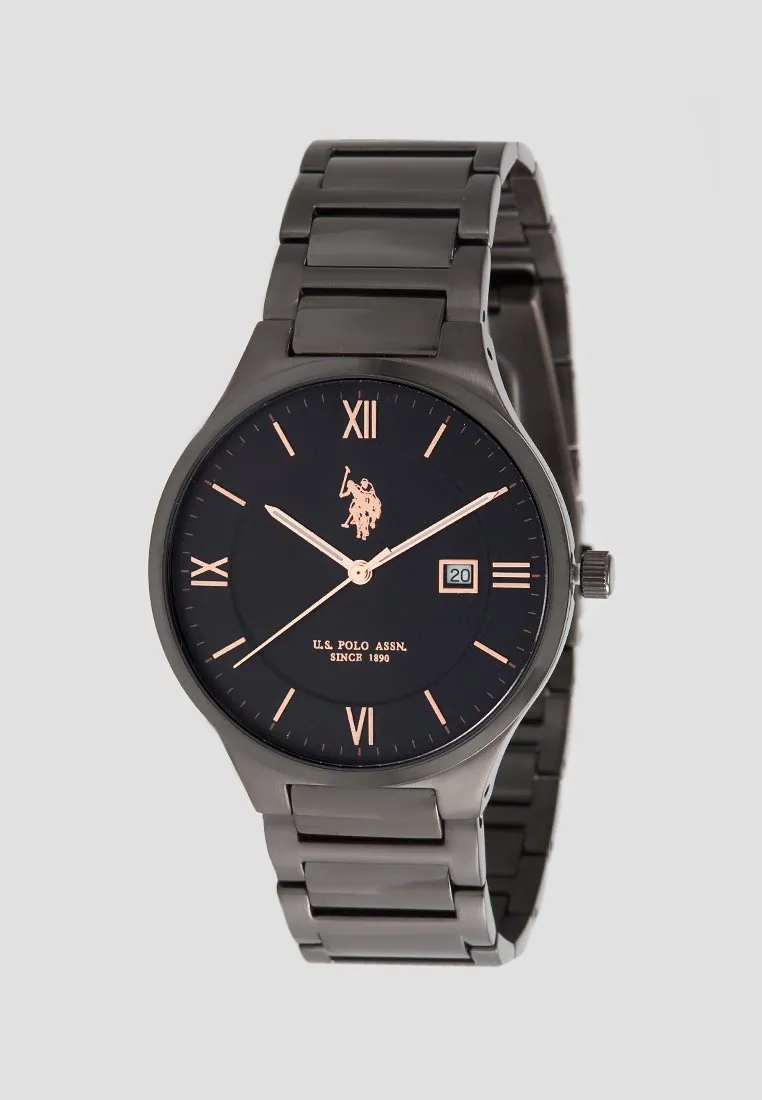 US POLO ASSN. MEN'S STAINLESS STEEL BAND WITH ROSE GOLD FINISH & PERSONALIZED S.S. BUCKLE
