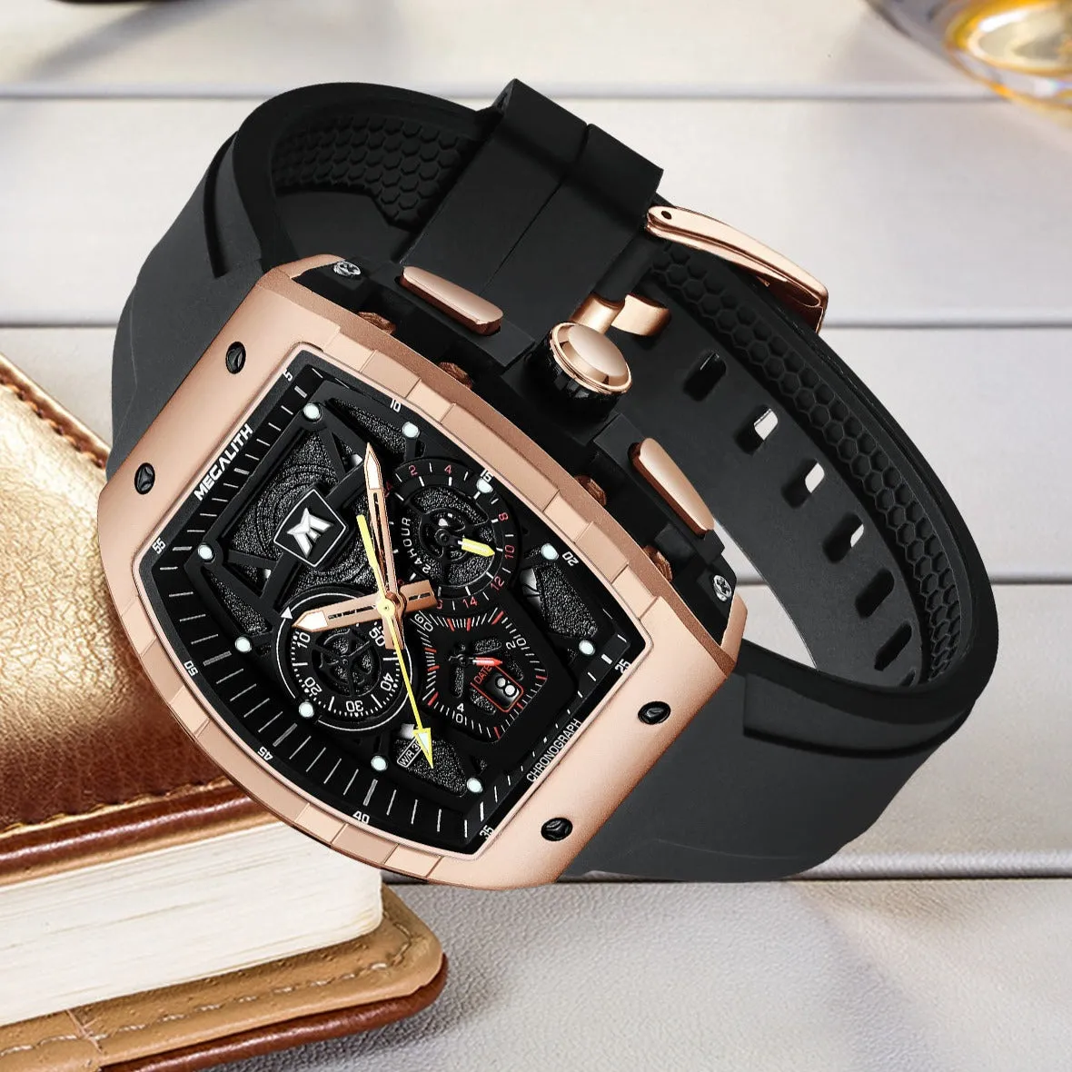 Vanguard Watch | Chronograph Watch Rubber Band | Megalith 8290M