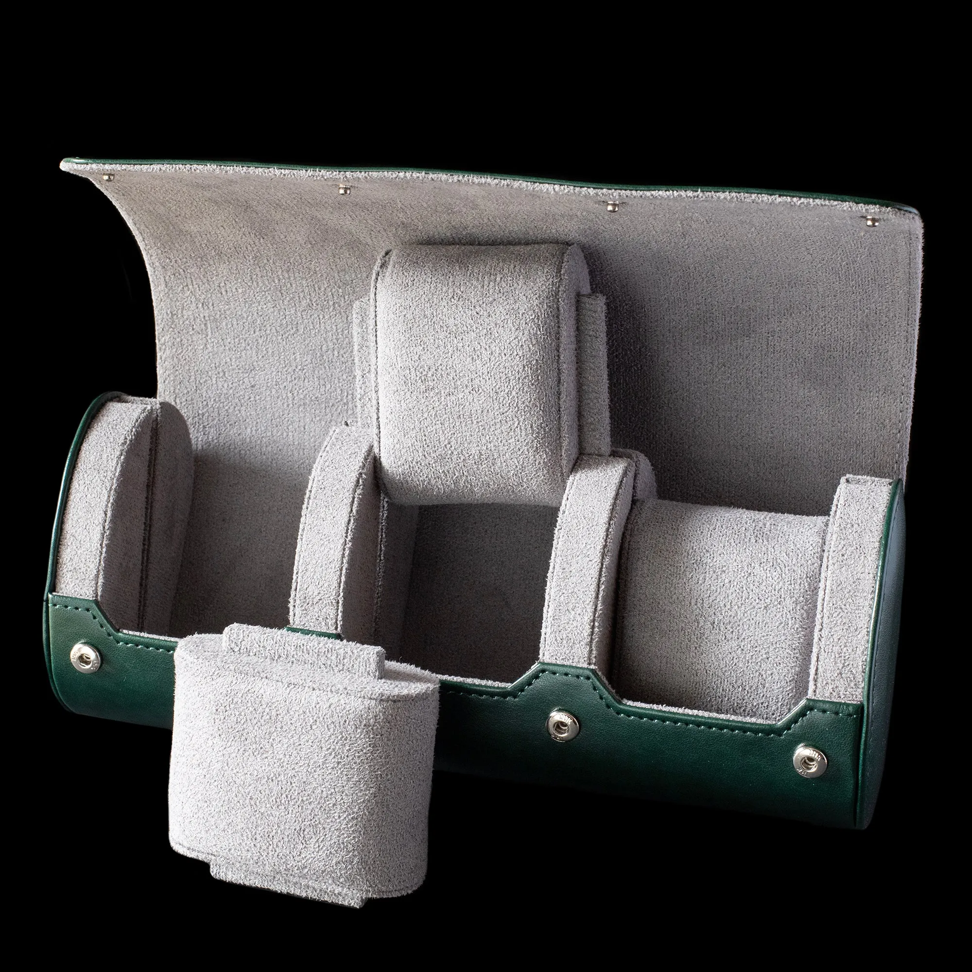 Watch Roll - Luxury Green/ Grey 3 Slot Slider