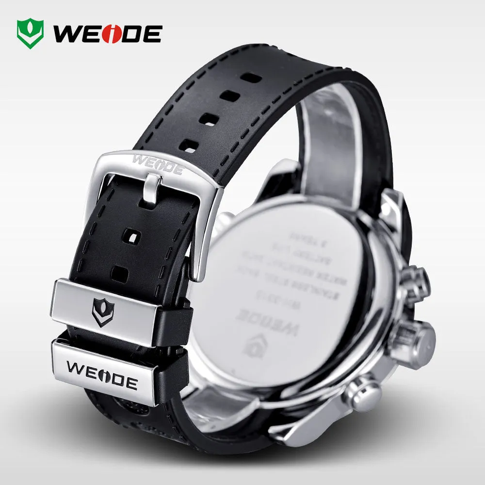 WEIDE Men's Quartz Full Steel Army Diver Watches Men Military Sports Watch PU Strap Luxury Brand LCD Back Light Wristwatch
