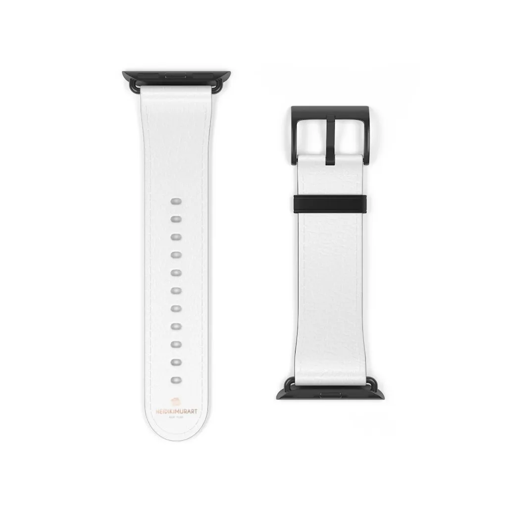 White Solid Color Watch Band, Best 38mm/42mm Watch Band Strap For Apple Watches- Made in USA
