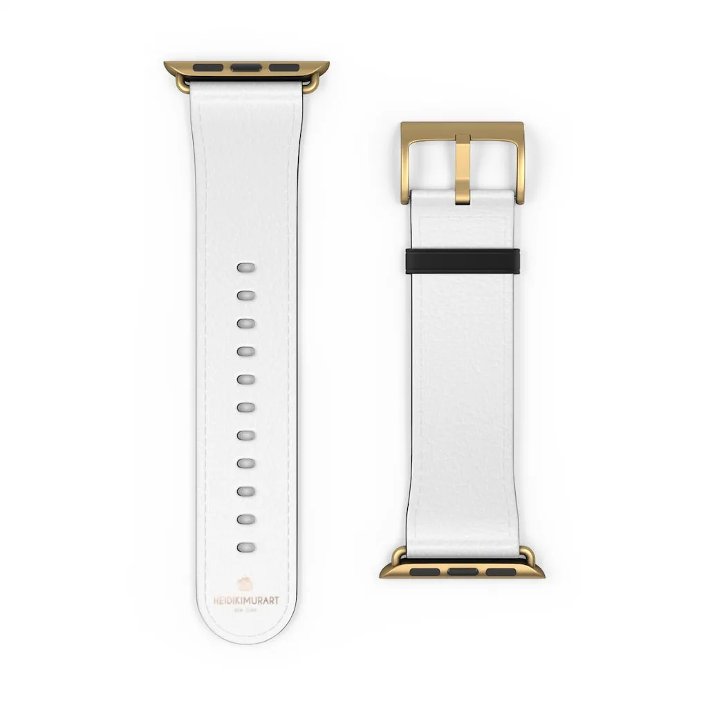 White Solid Color Watch Band, Best 38mm/42mm Watch Band Strap For Apple Watches- Made in USA