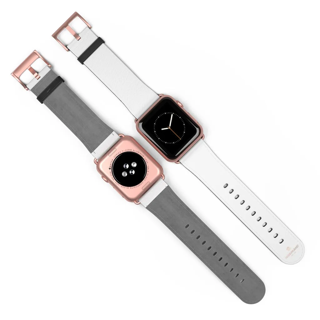 White Solid Color Watch Band, Best 38mm/42mm Watch Band Strap For Apple Watches- Made in USA