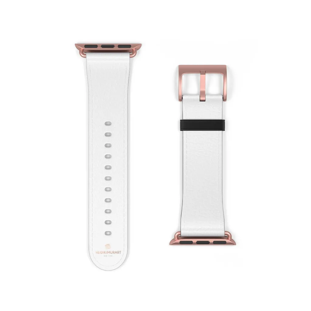 White Solid Color Watch Band, Best 38mm/42mm Watch Band Strap For Apple Watches- Made in USA