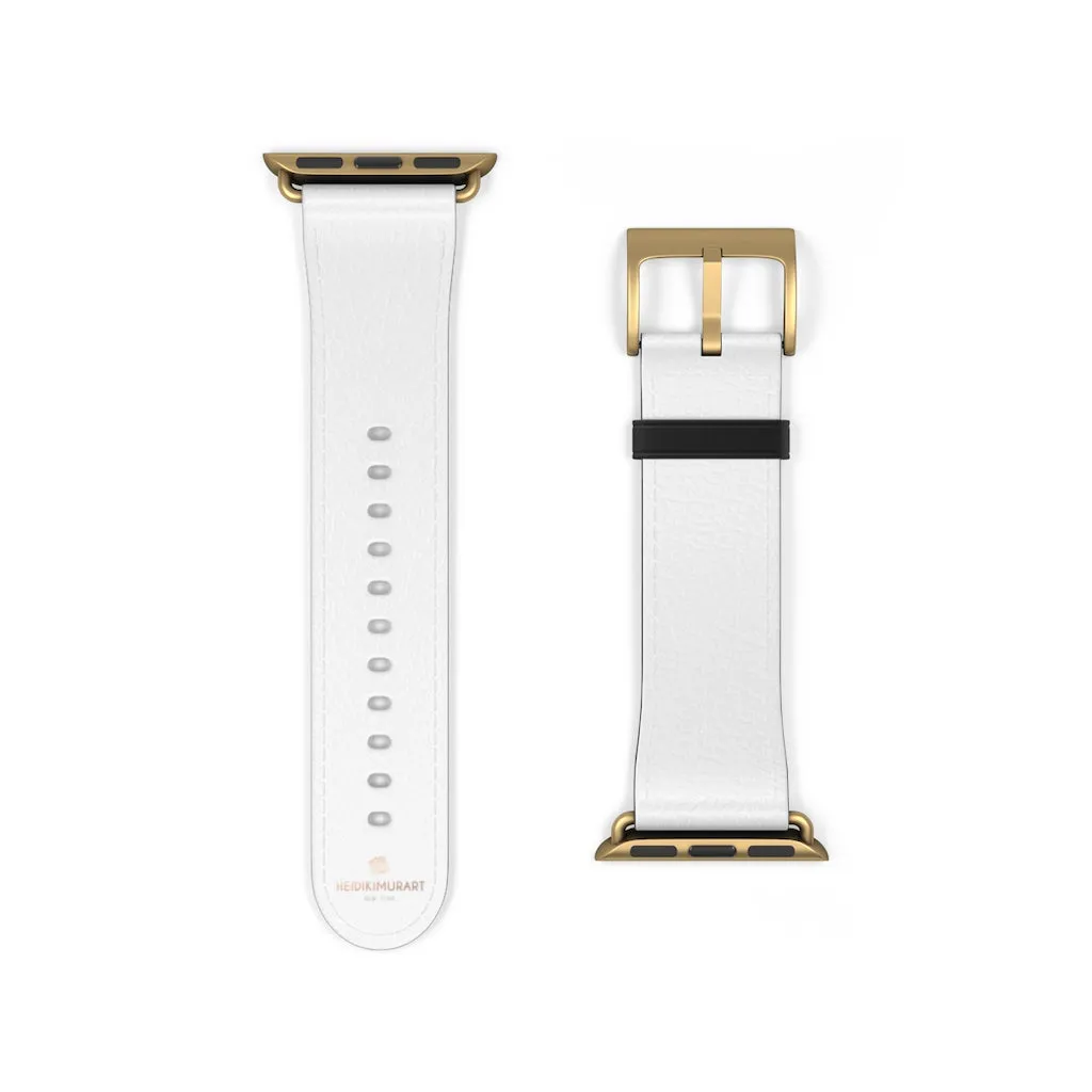 White Solid Color Watch Band, Best 38mm/42mm Watch Band Strap For Apple Watches- Made in USA