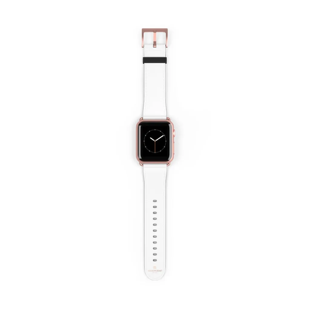 White Solid Color Watch Band, Best 38mm/42mm Watch Band Strap For Apple Watches- Made in USA
