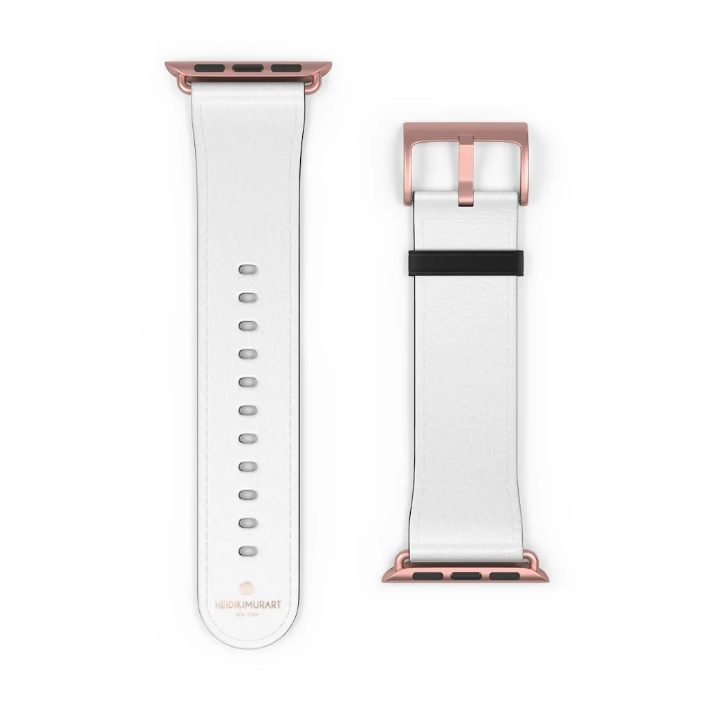 White Solid Color Watch Band, Best 38mm/42mm Watch Band Strap For Apple Watches- Made in USA