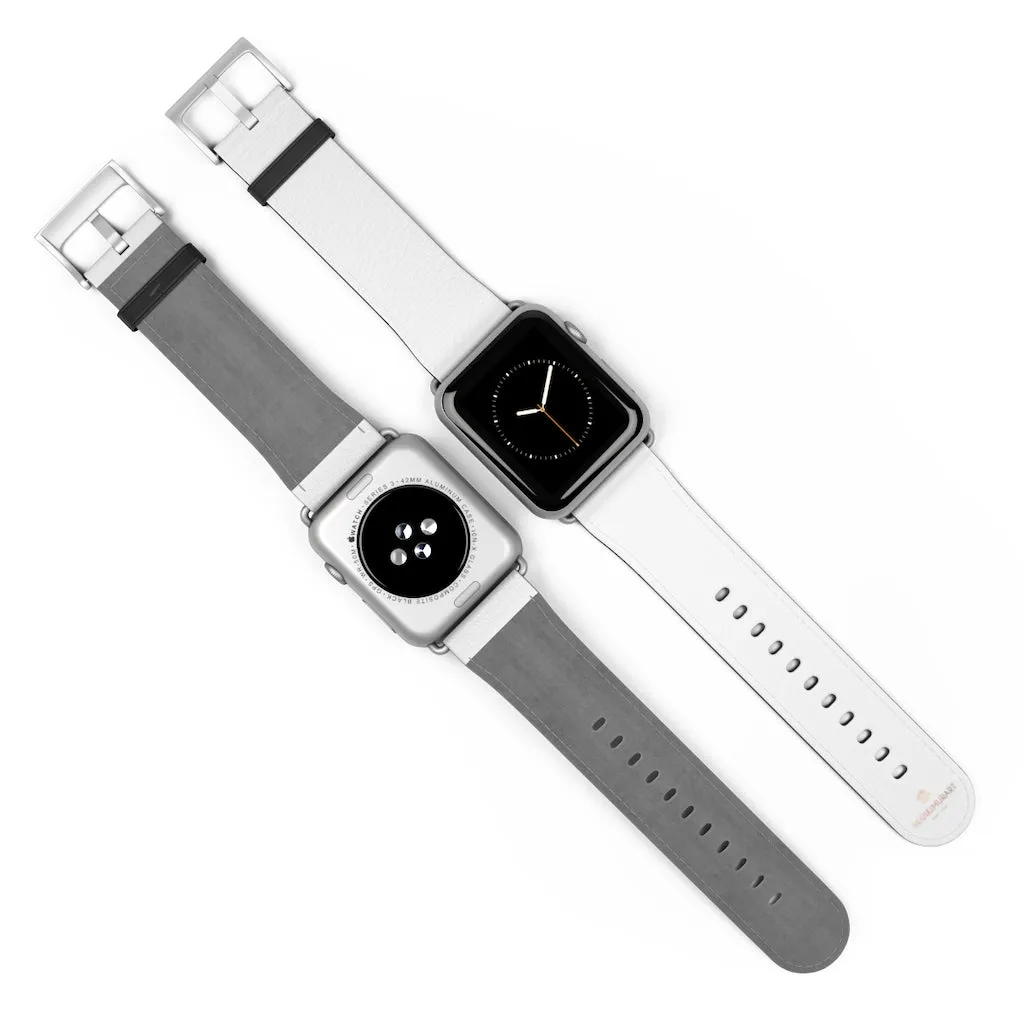 White Solid Color Watch Band, Best 38mm/42mm Watch Band Strap For Apple Watches- Made in USA