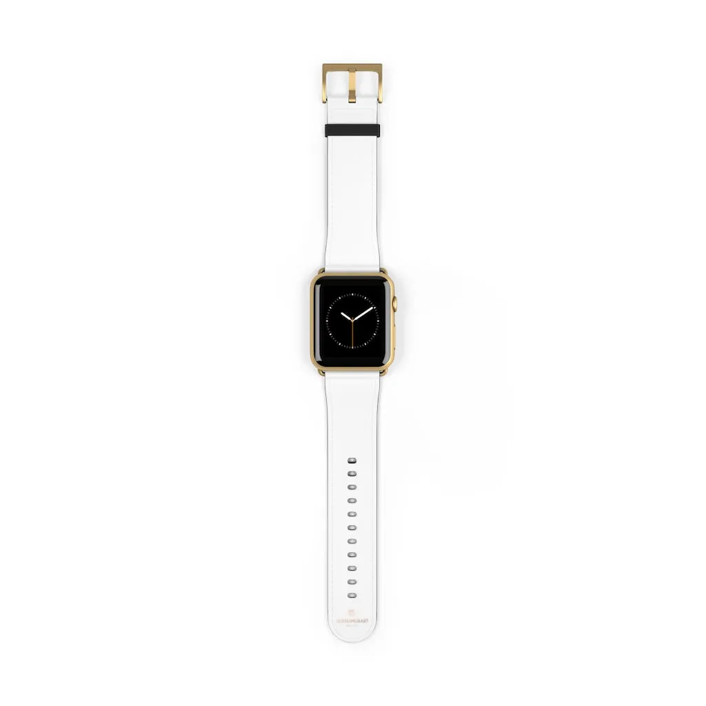 White Solid Color Watch Band, Best 38mm/42mm Watch Band Strap For Apple Watches- Made in USA