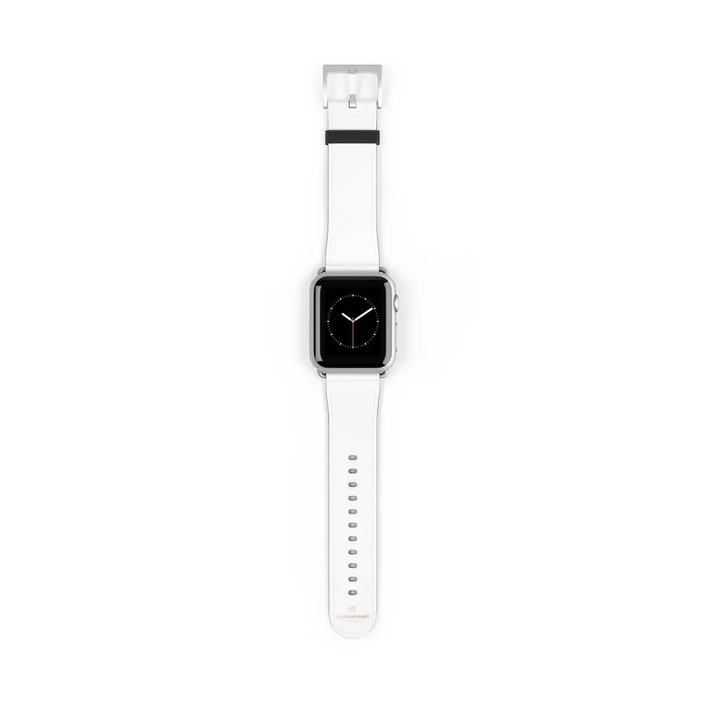White Solid Color Watch Band, Best 38mm/42mm Watch Band Strap For Apple Watches- Made in USA