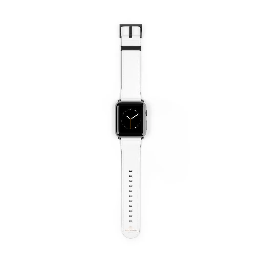 White Solid Color Watch Band, Best 38mm/42mm Watch Band Strap For Apple Watches- Made in USA