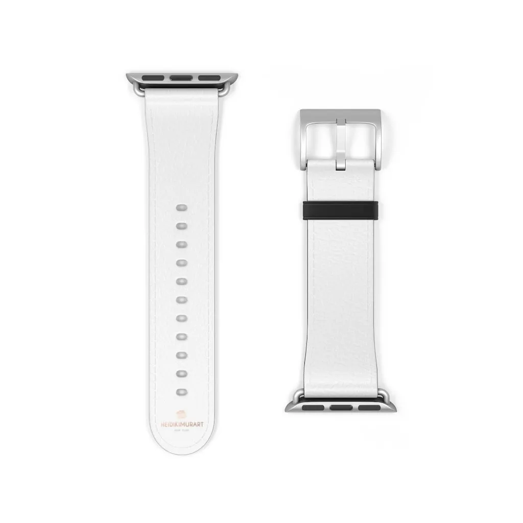 White Solid Color Watch Band, Best 38mm/42mm Watch Band Strap For Apple Watches- Made in USA
