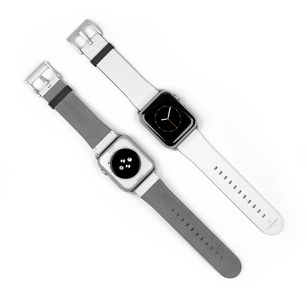White Solid Color Watch Band, Best 38mm/42mm Watch Band Strap For Apple Watches- Made in USA
