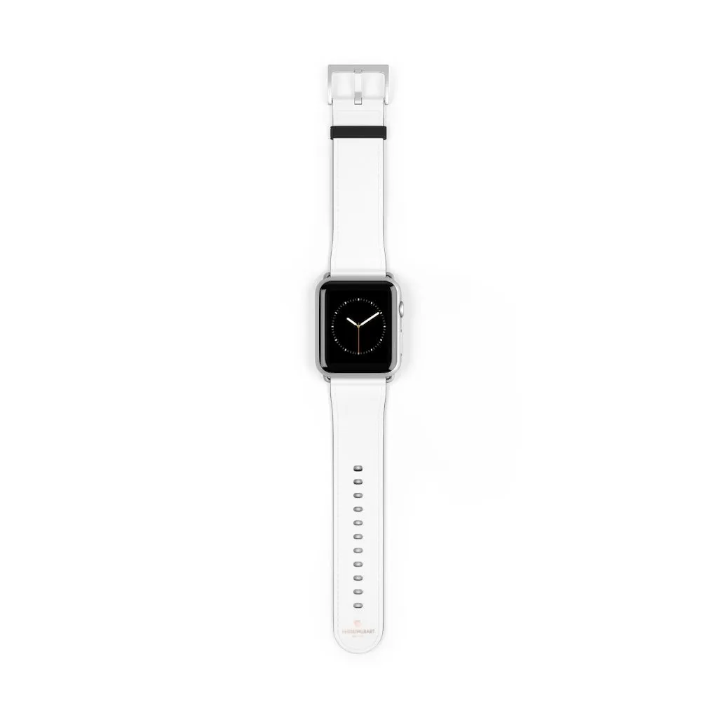 White Solid Color Watch Band, Best 38mm/42mm Watch Band Strap For Apple Watches- Made in USA